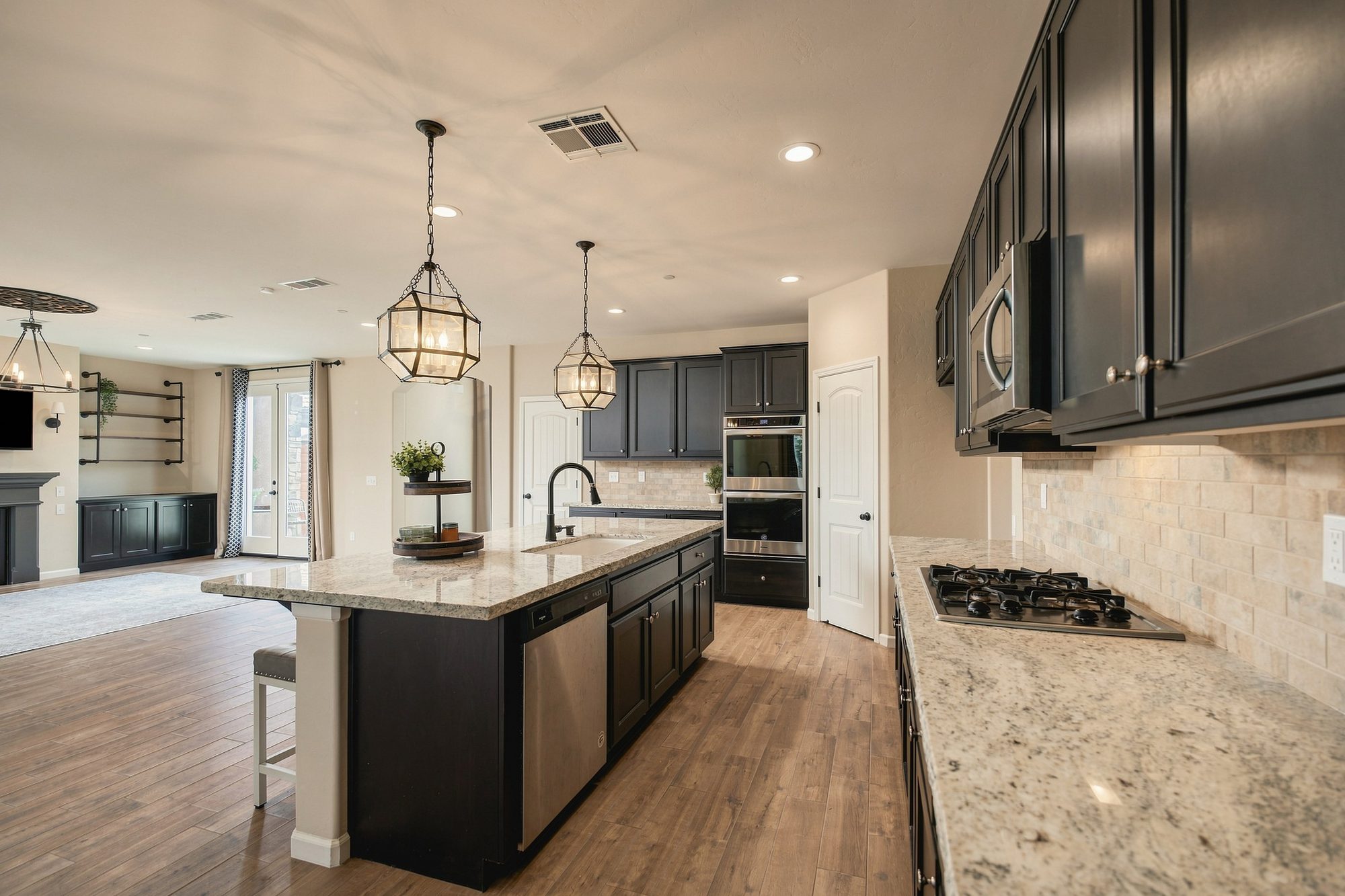 Kitchen with pendant lighting