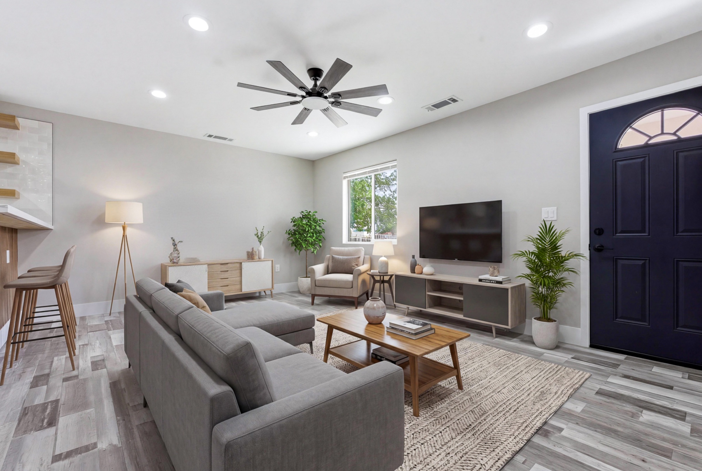 Real estate photography of a staged living room in Avenal, California