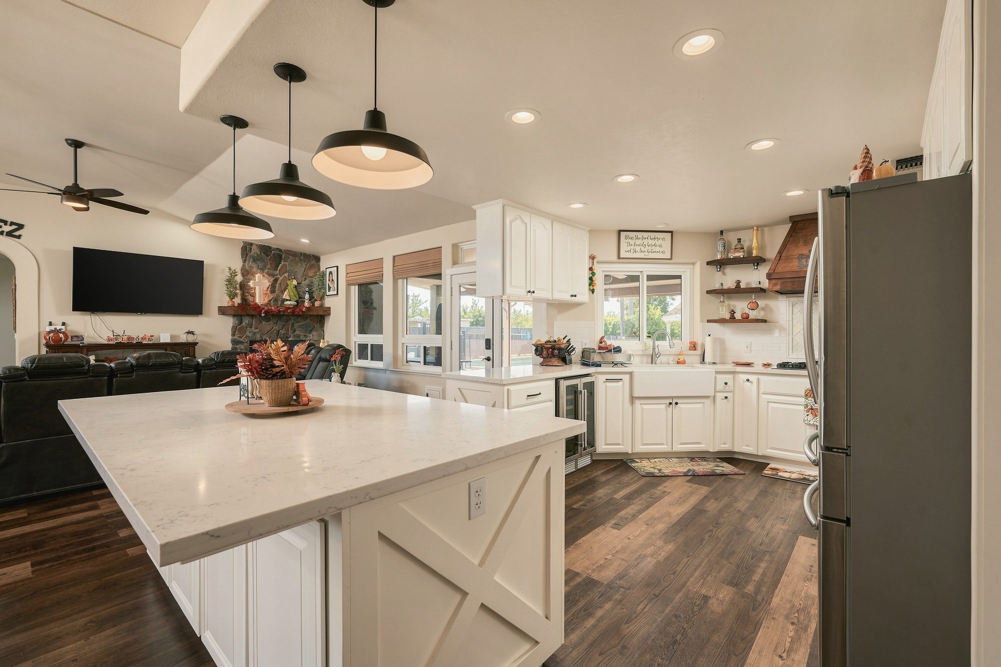 Bright open kitchen with island — Selma real estate photography, California